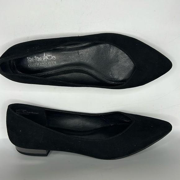 Coach & Four Women’s Black Gun Metal Heels Pointed Toe Flats size 7 - Picture 1 of 11